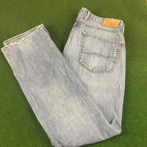 Lucky Brand 363 Vintage Straight Jeans Mens 31x32 Light Wash Denim Made USA